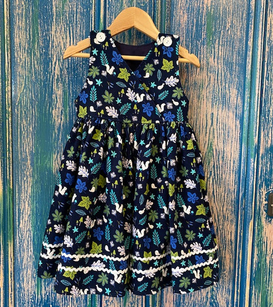 Navy Forest X-Over Dress